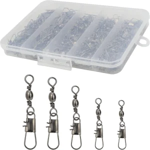 210pcs Fishing Swivels Snap Swivels Barrel Swivels