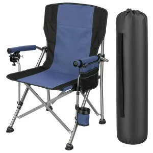 Portable Folding Fishing Chair with Rod Holder Side Pocket
