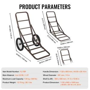 SucceBuy Deer Cart 300 LBS Capacity Folding Game Cart