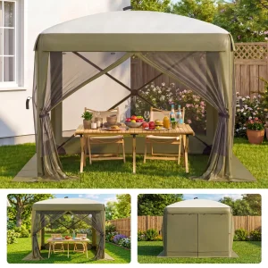 Spacious 8x8FT 11x11FT 12x12FT 6-Sided Pop-Up Shelter Screen Tent